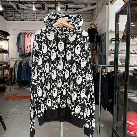 A BATHING APE × COACH LOGO AOP SWEAT HOODIE WHITE/BLACK XL 001PPH731901C 73971
