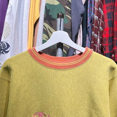 CHAMPION 90S RW SWEAT SCRIPT LOGO YELLOW LARGE 03018