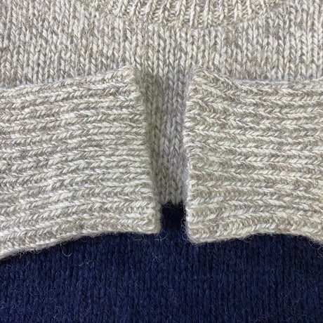 L.L.BEAN WOOL BORDER KNIT IVORY/NAVY LARGE 79067