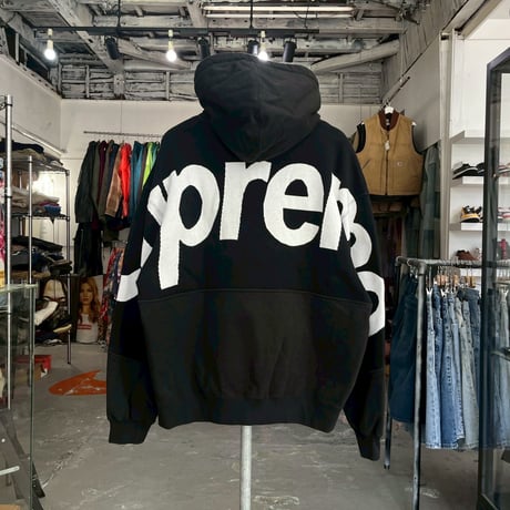 Supreme  BIG LOGO JACQUARD HOODED SWEATSHIRT BALCK LARGE 87868