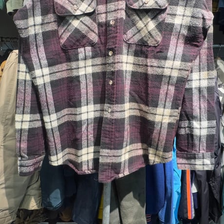 FIVE BROTHERS COTTON FLANNEL SHIRT PURPLE BLACK LARGE 64026