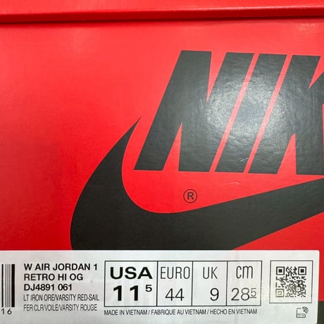NIKE W AIR JORDAN 1 RETRO HIGH OG VARSITY RED CHENILLE DJ4891-061 28.5cm 17194