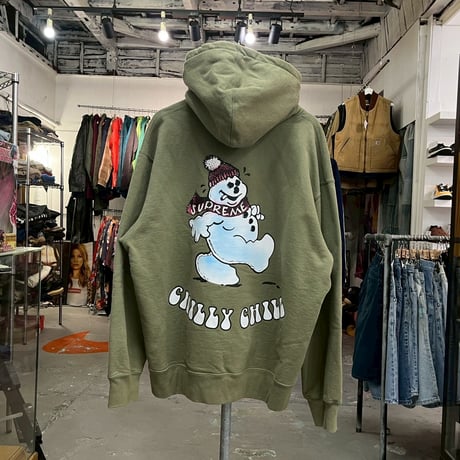 Supreme SNOWMAN HOODED SWEATSHIRT LIGHT OLIVE XL 47731