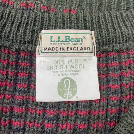 L.L.BEAN BIRDS EYE V NECK WOOL KNIT RED fits XL 35468