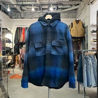Supreme QUILTING LINED HOODED FLANNEL SHIRT BLUE LARGE 47236
