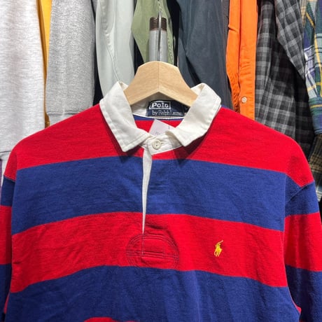 POLO RALPH LAUREN RUGBY LS SHIRT RED/BLUE LARGE 61375