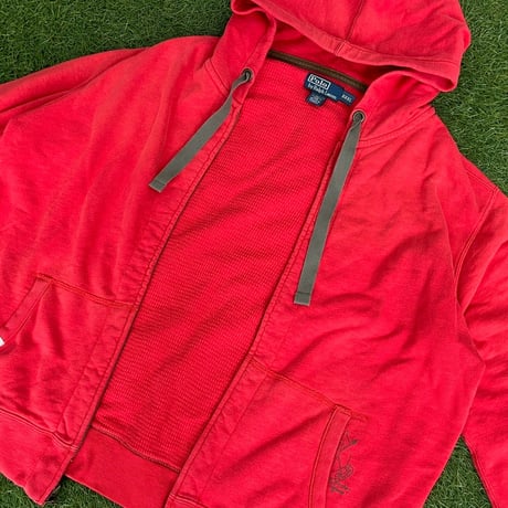 POLO RALPH LAUREN 90-00S DOUBLEFACE ZIP HOODIE RED XXXL 34123