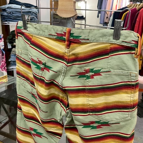 HYSTERIC GLAMOUR NATIVE JACQUARD CROPPED PANT GREEN MEDIUM 0292AP08 17915