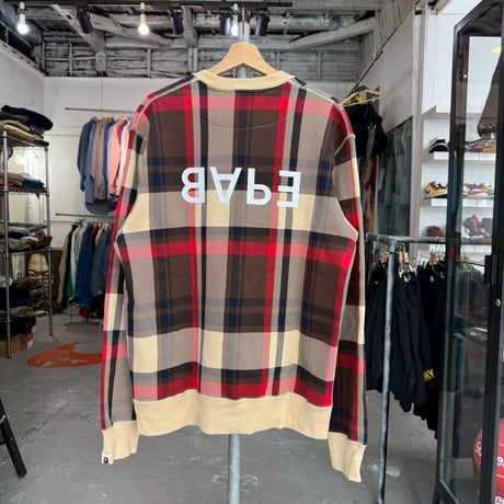 A BATHING APE CHECK CREWNECK SWEAT XL 87405