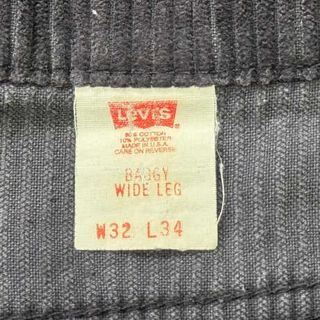 LEVI'S 90S SILVER TAB BAGGY CORDUROY CUT OFF PANT BLACK 32 52245