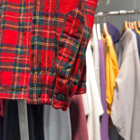 PENDLETON 70S OPEN COLLAR WOOL SHIRT RED LARGE 77410