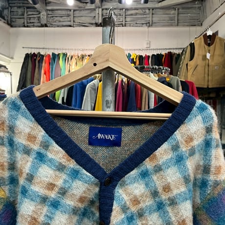 AWAKE MOHAIR CARDIGAN DOUBLE PLAID MEDIUM 95533
