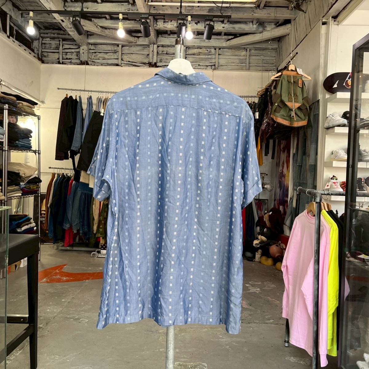 トップス 60s USA amperial open collar shirt L 16 60S VINTAGE OPEN COLLAR SS SHIRT BLUE fits LARG