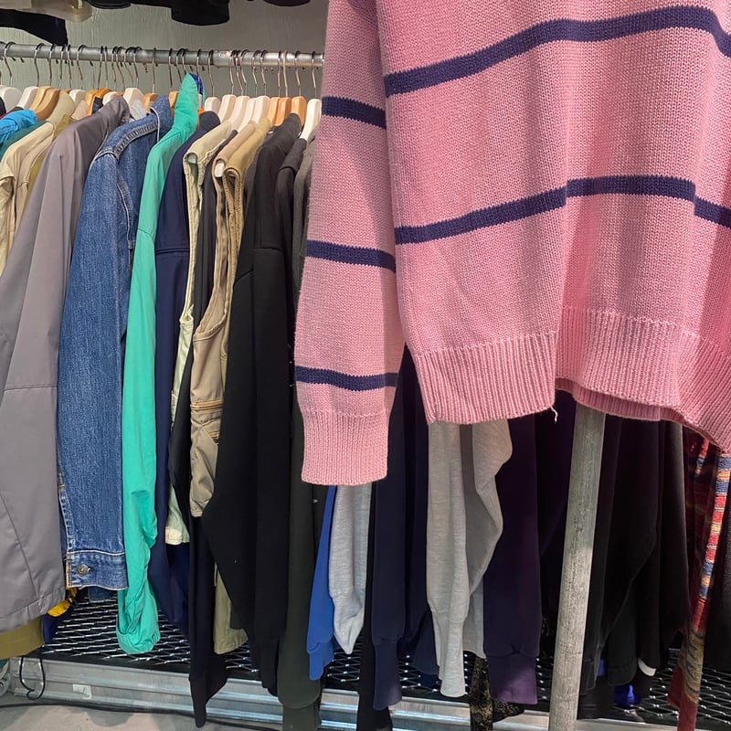 EDDIE BAUER 90S COTTON BORDER KNIT PINK/NAVY LA