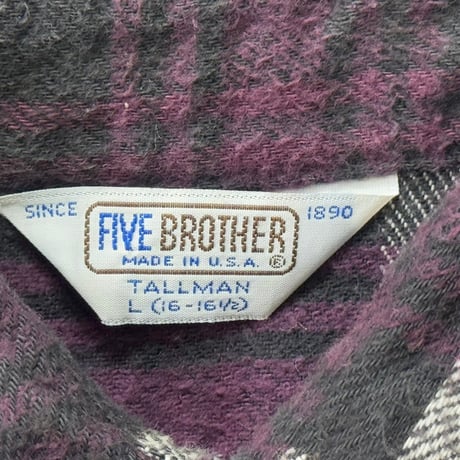 FIVE BROTHERS COTTON FLANNEL SHIRT PURPLE BLACK LARGE 64026