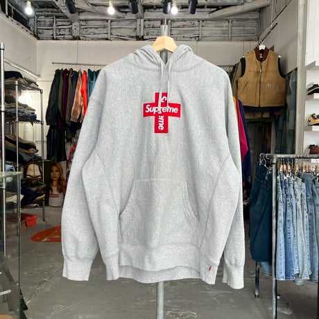 Supreme 20AW CROSS BOX LOGO SWEATSHIRT HEATHER GREY LARGE 11428