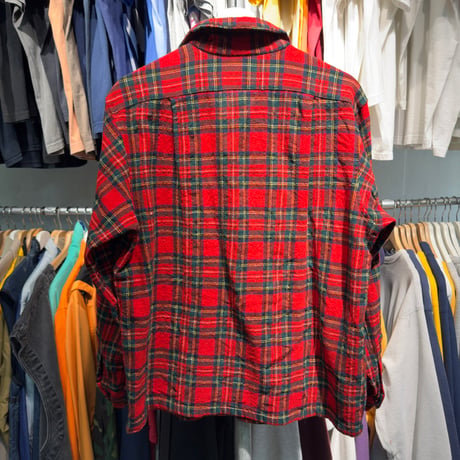 PENDLETON 70S OPEN COLLAR WOOL SHIRT RED LARGE 77410