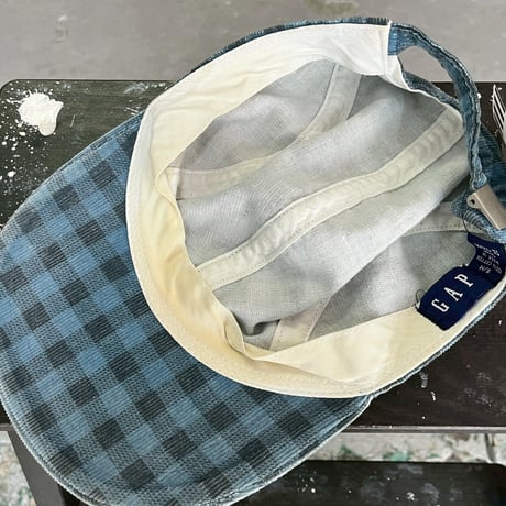 90S GAP CORDUROY CHECK JET CAP BLUE/BLACK CAP 17976