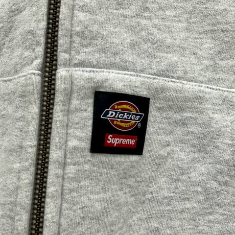 Supreme × DICKIES QUILTED LINED ZIP UP HOODED SWEATSHIRT ASH GREY MEDIUM 85650