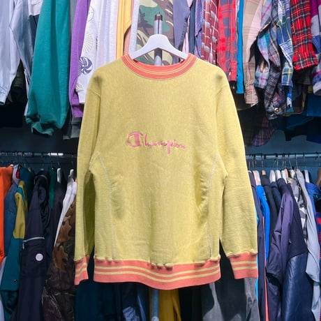 CHAMPION 90S RW SWEAT SCRIPT LOGO YELLOW LARGE 03018