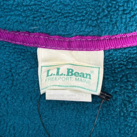 L.L.BEAN 90S FLEECE SNAP TEE GREEN LARGE 10697