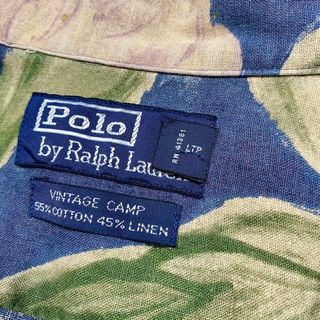 POLO RALPH LAUREN VIMTAGECAMP 55%COTTON45%LINEN SS SHIRT BLUE LARGE 22774