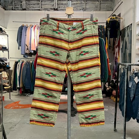 HYSTERIC GLAMOUR NATIVE JACQUARD CROPPED PANT GREEN MEDIUM 0292AP08 17915