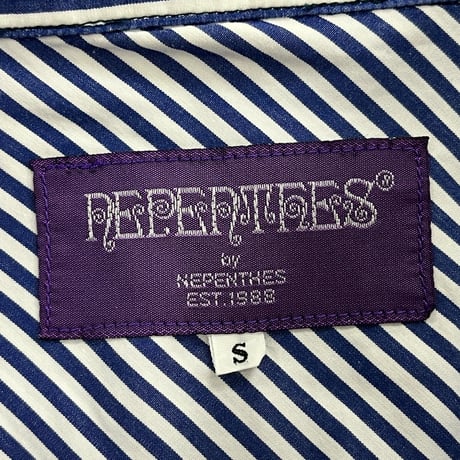 NEPENTHES PANELED STRIPE LS SHIRT  BLUE SMALL 65682
