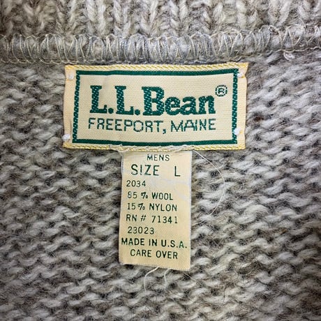 L.L.BEAN WOOL BORDER KNIT IVORY/NAVY LARGE 79067