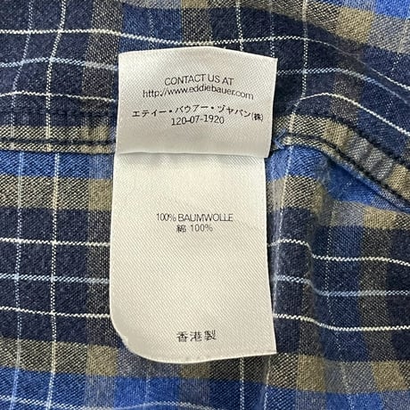 EDDIE BAUER 90S COTTON CHECK SHIRT BLUE XL 67005