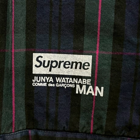 Supreme × COMME des GARCONS JUNYA WATANABE MAN PRINTED WORK JACKET NAVY PLAID MEDIUM 36992