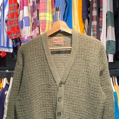 VINTAGE 60S PEBBLE BEACH CROCHET CARDIGAN GREEN 44 79100
