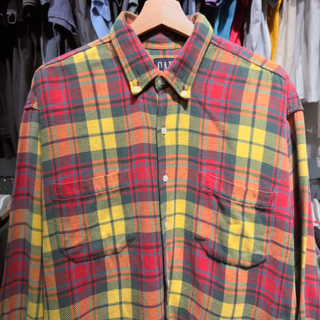GAP 90S FLANNEL SHIRT ORANGE/YELLOW fits LARGE 04960