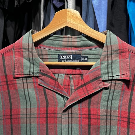 POLO RALPH LAUREN OPEN COLLAR CHEAK SS SHIRT RED/GREEN XXL 45571
