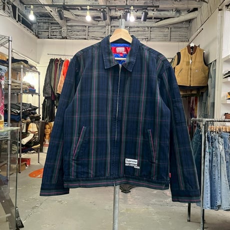 Supreme × COMME des GARCONS JUNYA WATANABE MAN PRINTED WORK JACKET NAVY PLAID MEDIUM 36992