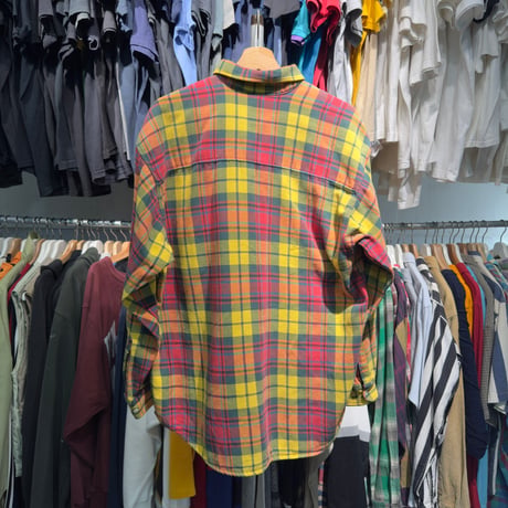 GAP 90S FLANNEL SHIRT ORANGE/YELLOW fits LARGE 04960