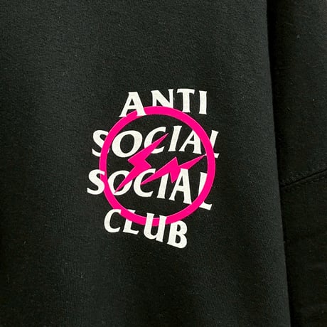 ANTI SOCIAL SOCIAL CLUB × FRAGMENT ASSC BOLT SWEAT HOODIE BLACK/PINK XL 17547