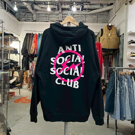 ANTI SOCIAL SOCIAL CLUB x FRAGMENT ASSC BOLT SWEAT HOODIE BLACK/PINK XL 17534