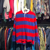 POLO RALPH LAUREN RUGBY LS SHIRT RED/BLUE LARGE 61375