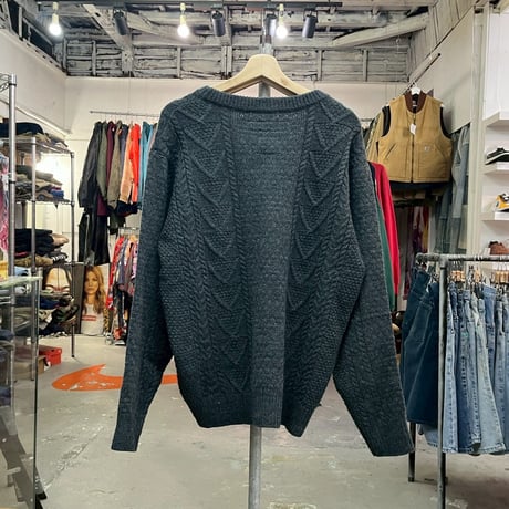 NEIGHBORHOOD CABLE AW CREW LS SWEATER GREY XL 182MANH-KNM04 26683