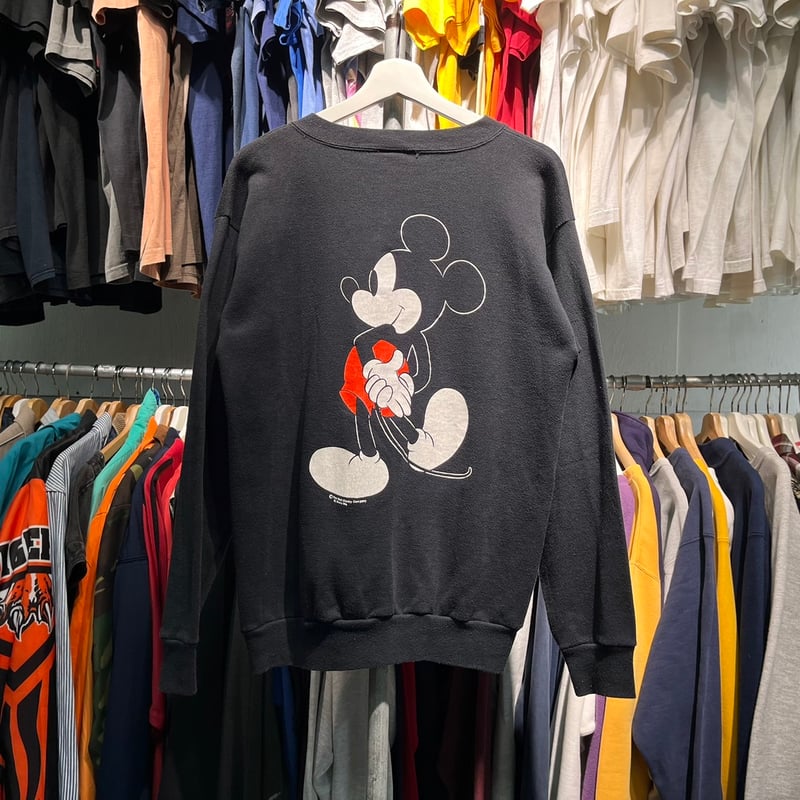 DISNEY 90S MICKEY MOUSE 両面 PRINT SWEAT BLACK LA