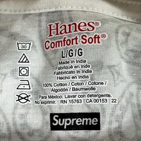 Supreme × HANES BANDANA TAGLESS TEE WHITE LARGE 23112