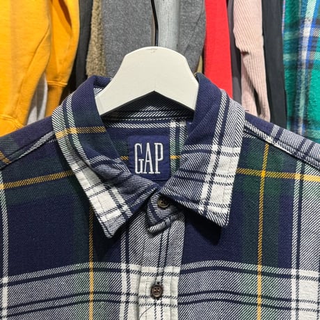 GAP 90S FLANNEL SHIRT NAVY/GREEN MEDIUM 18109