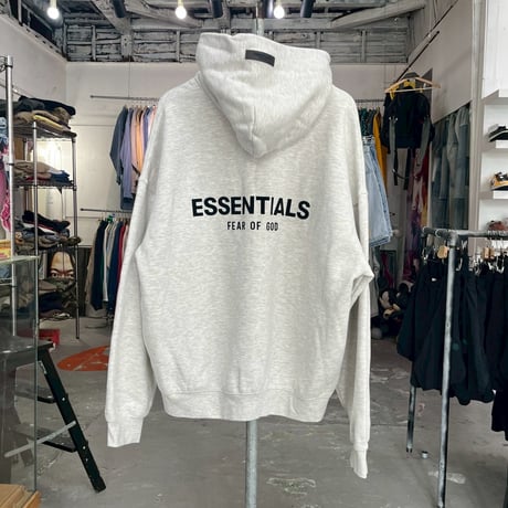 ESSENTIALS FELT LOGO HOODIE GREY LARGE 45436