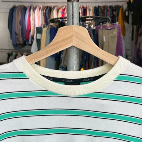 FCRB LS BORDER POCKET TEE WHITE/GREEN XL FCRB-220080 91181