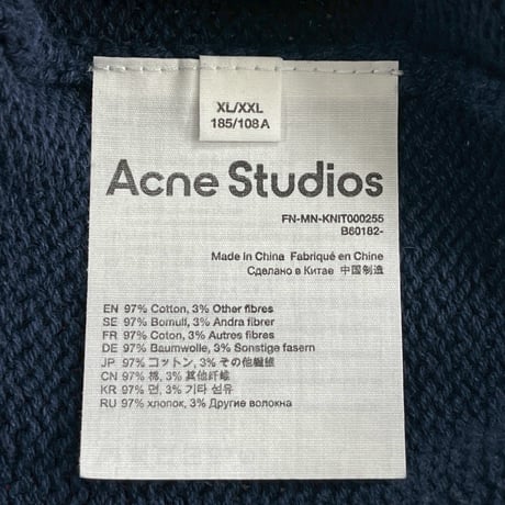 ACNE STUDIOS CREWNECK COTTON SWEATER NAVY XL/XXL FN-MN-KNIT000255 49222