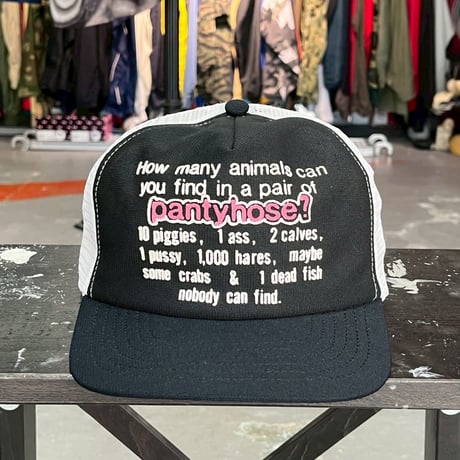 90S VINTAGE MESSAGE MESH CAP BLACK/WHITE 17967