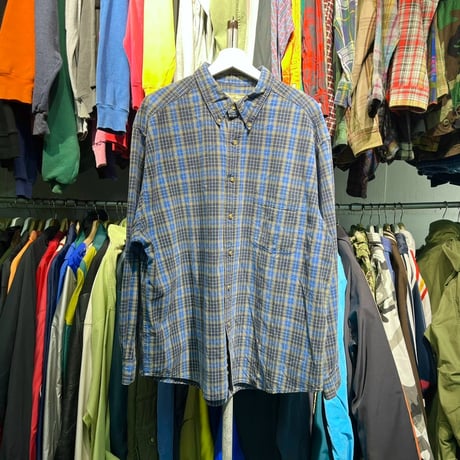 EDDIE BAUER 90S COTTON CHECK SHIRT BLUE XL 67005