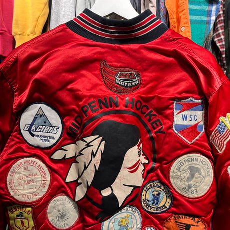 VINTAGE 80S WAPPEN CUSTOM JACKET RED 40 41535