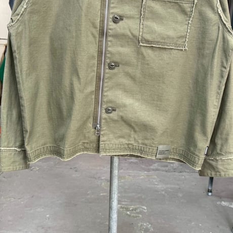 NEIGHBORHOOD UNTRIMMED ZIP LS SHIRT  OLIVE DRAB LARGE  251AQNH-SHM06 26923